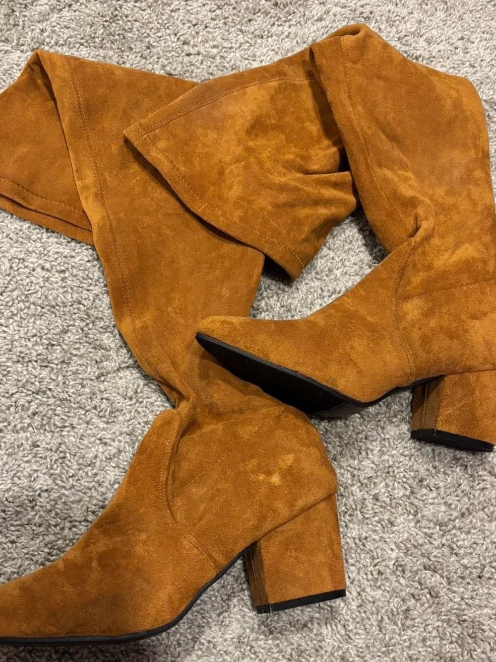 Women's Over the Knee Suede Block Heel Boots